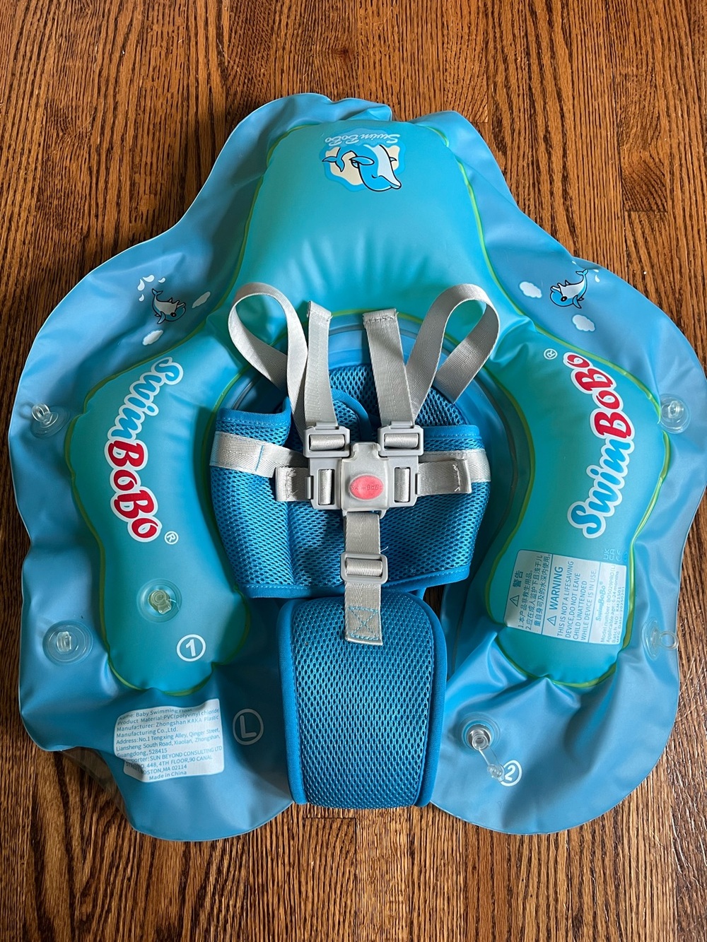Infant Swim Float with Safety Harness - Blue